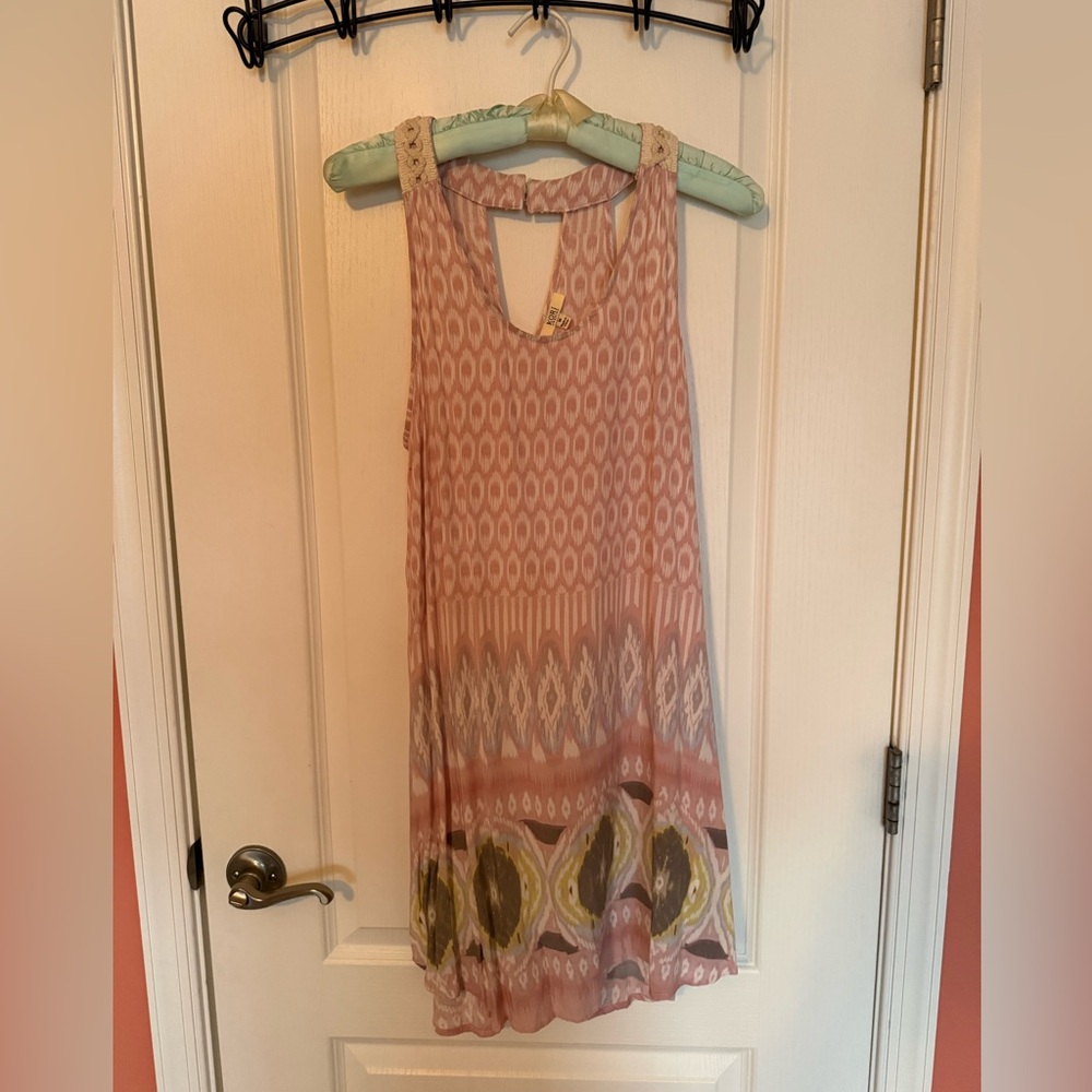 Kori Pink and Green Patterned Midi Dress